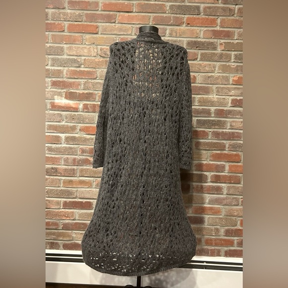 Eileen Fisher Gray/Blue Wool & Mohair Coat Length Cardigan Size Extra-Large - Picture 2 of 7